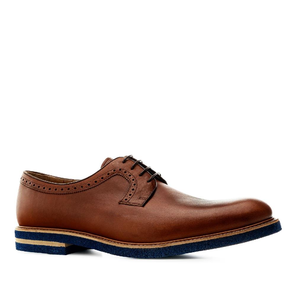 Andres Machado Zapato Estilo Blucher En Cuero Caoba