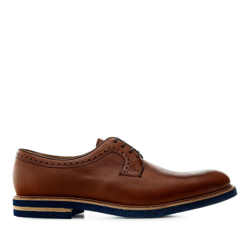 Andres Machado Zapato Estilo Blucher En Cuero Caoba