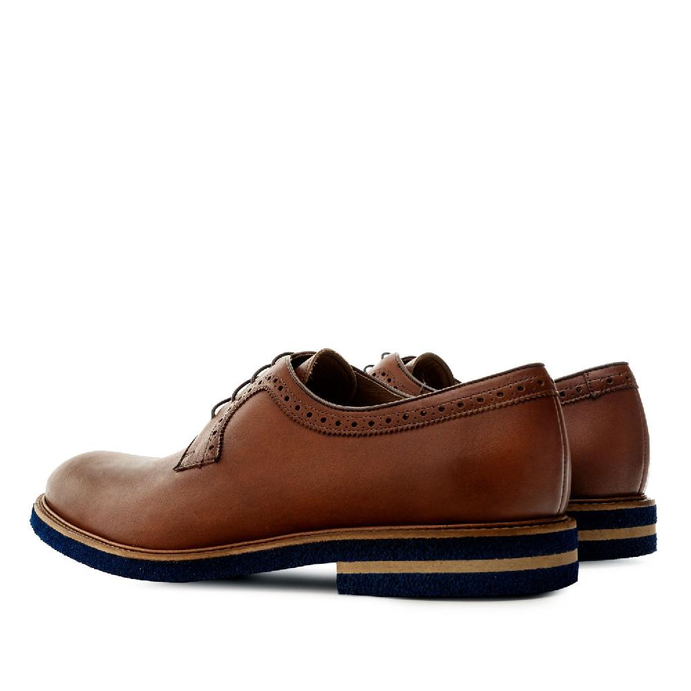 Andres Machado Zapato Estilo Blucher En Cuero Caoba