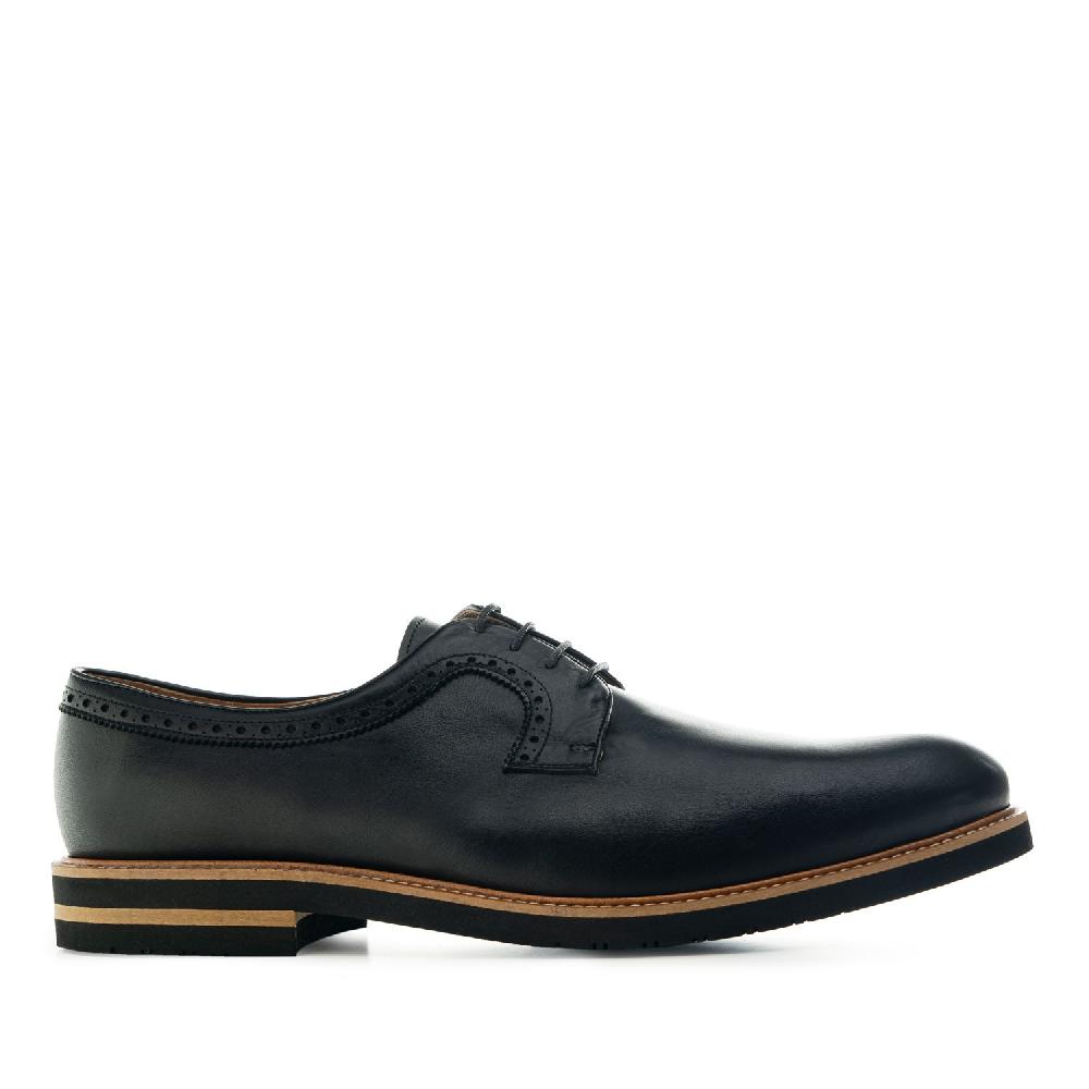 Andres Machado Zapato Estilo Blucher En Cuero De Color Negro