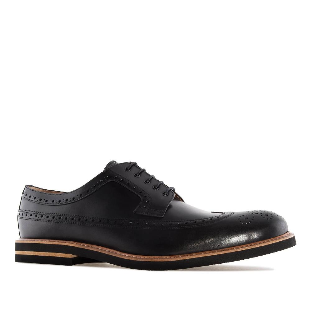 Andres Machado Zapato Estilo Blucher En Cuero Negro