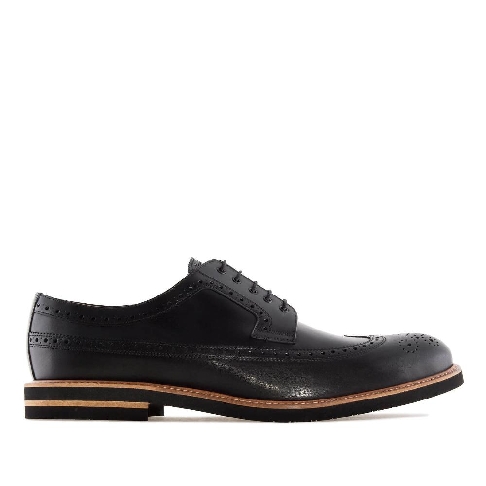 Andres Machado Zapato Estilo Blucher En Cuero Negro