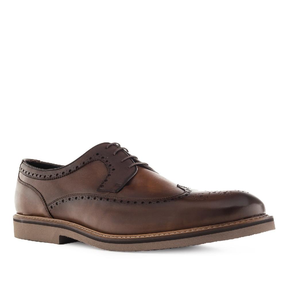 Andres Machado Zapato Estilo Blucher En Piel Marron