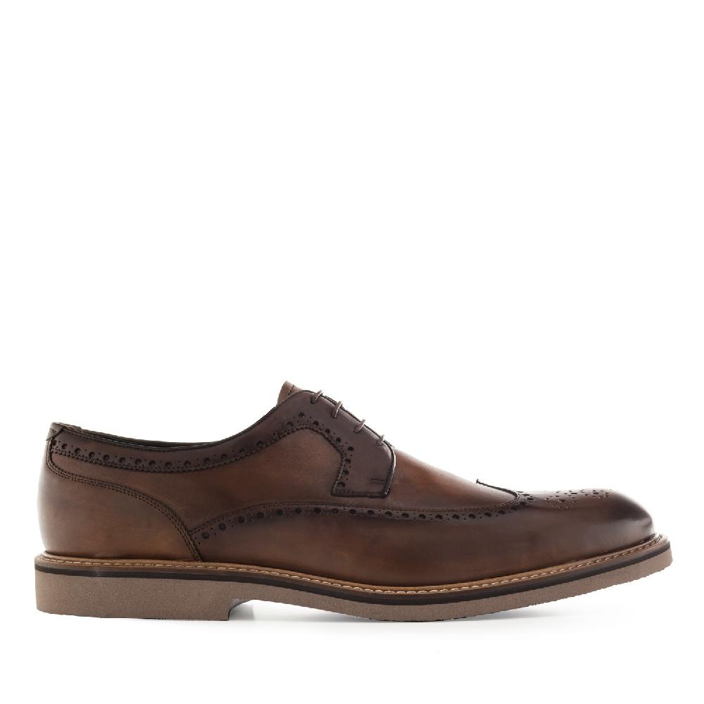 Andres Machado Zapato Estilo Blucher En Piel Marron