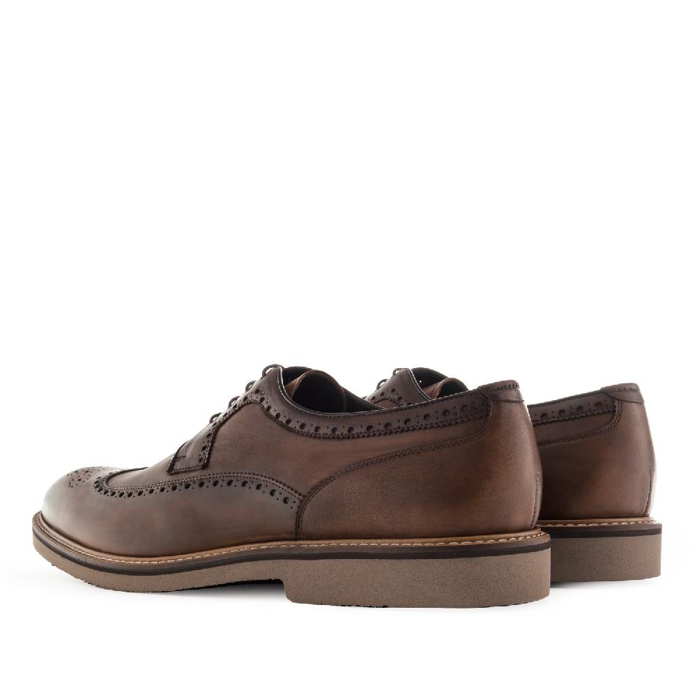 Andres Machado Zapato Estilo Blucher En Piel Marron