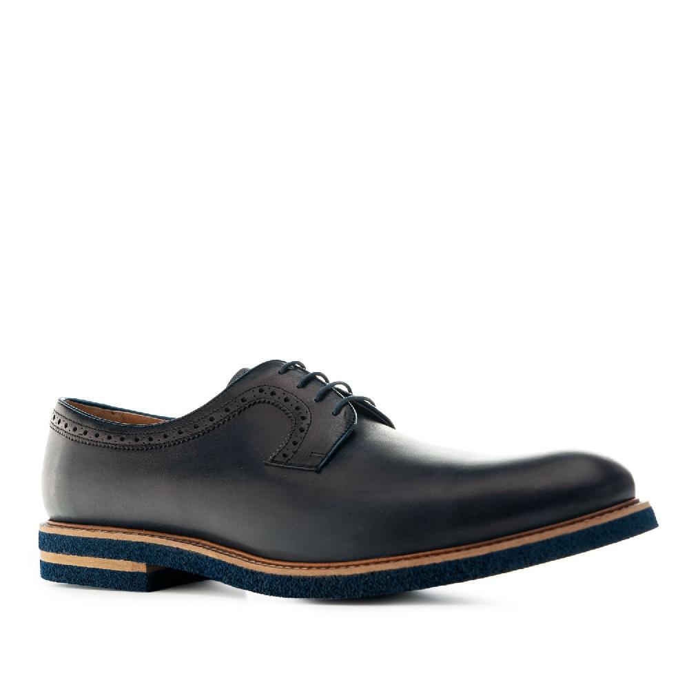 Andres Machado Zapato Estilo Oxford En Cuero De Color Marino