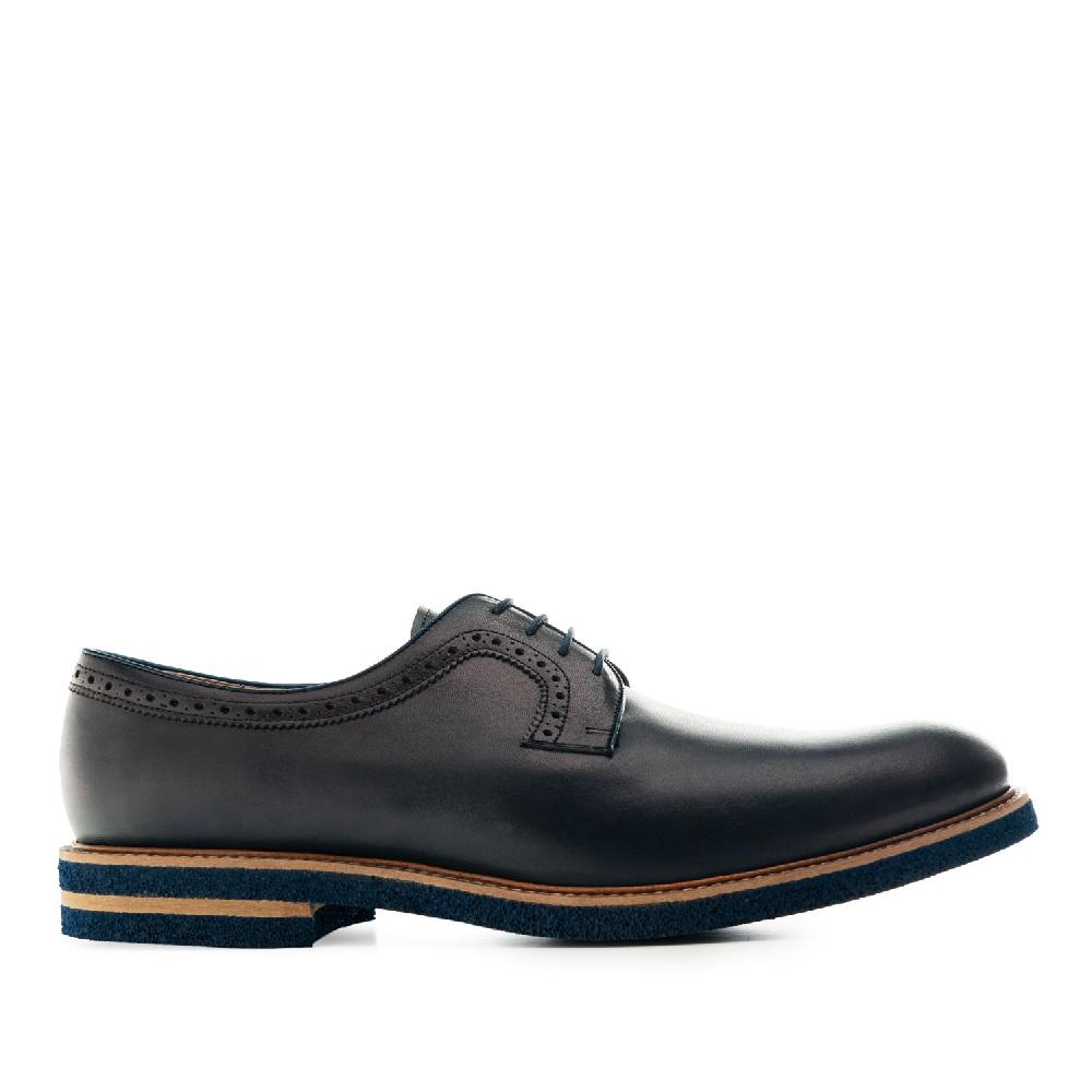 Andres Machado Zapato Estilo Oxford En Cuero De Color Marino