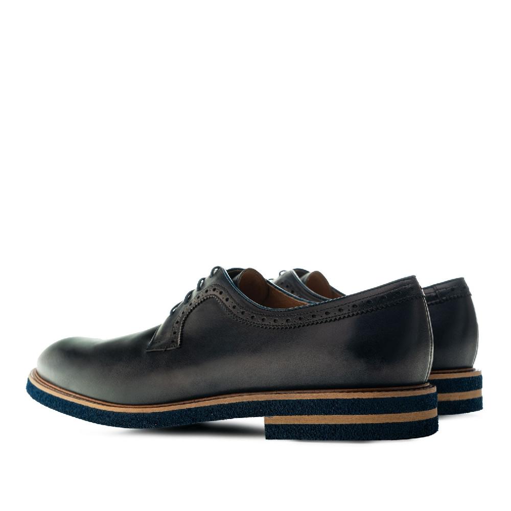 Andres Machado Zapato Estilo Oxford En Cuero De Color Marino