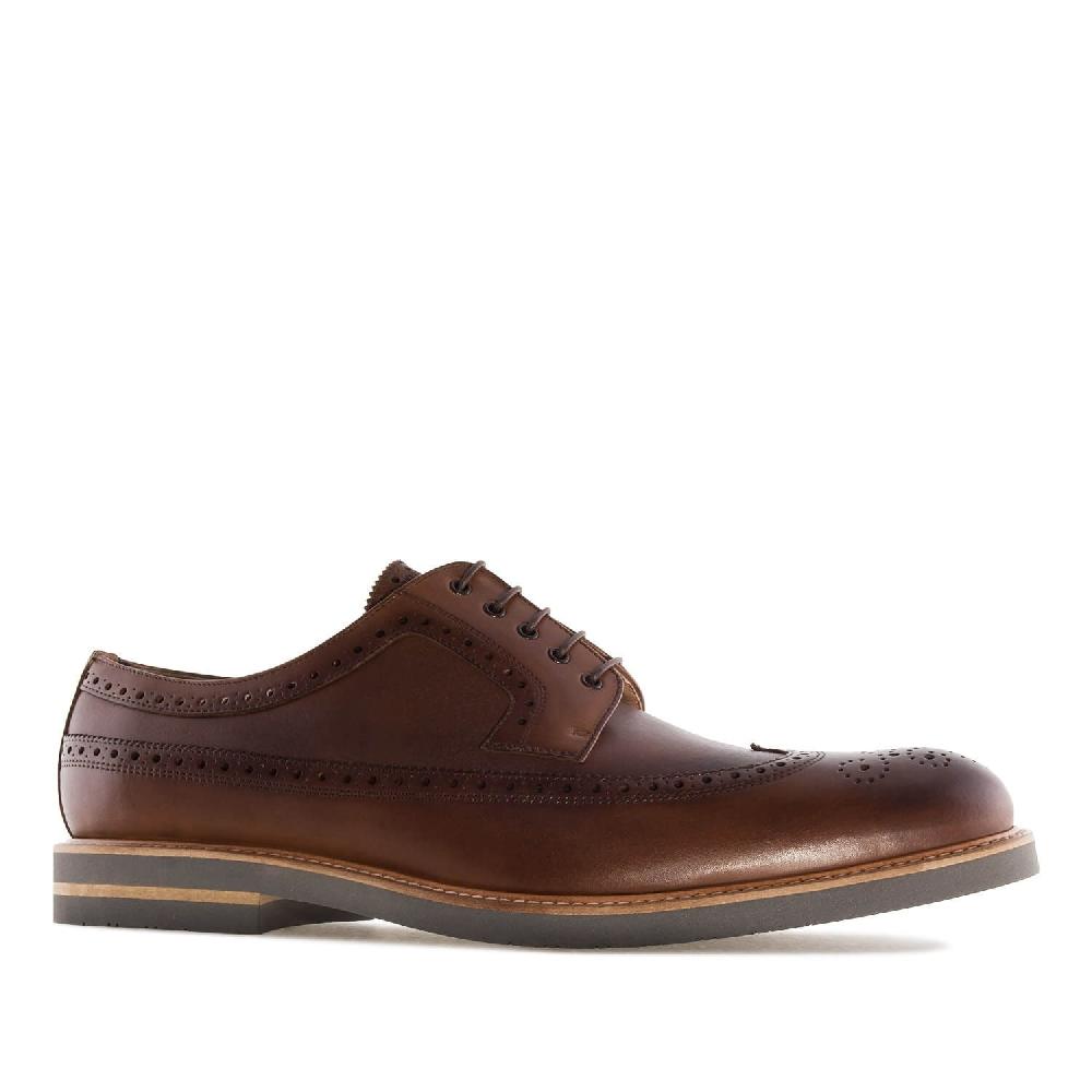 Andres Machado Zapato Estilo Oxford En Cuero Marron