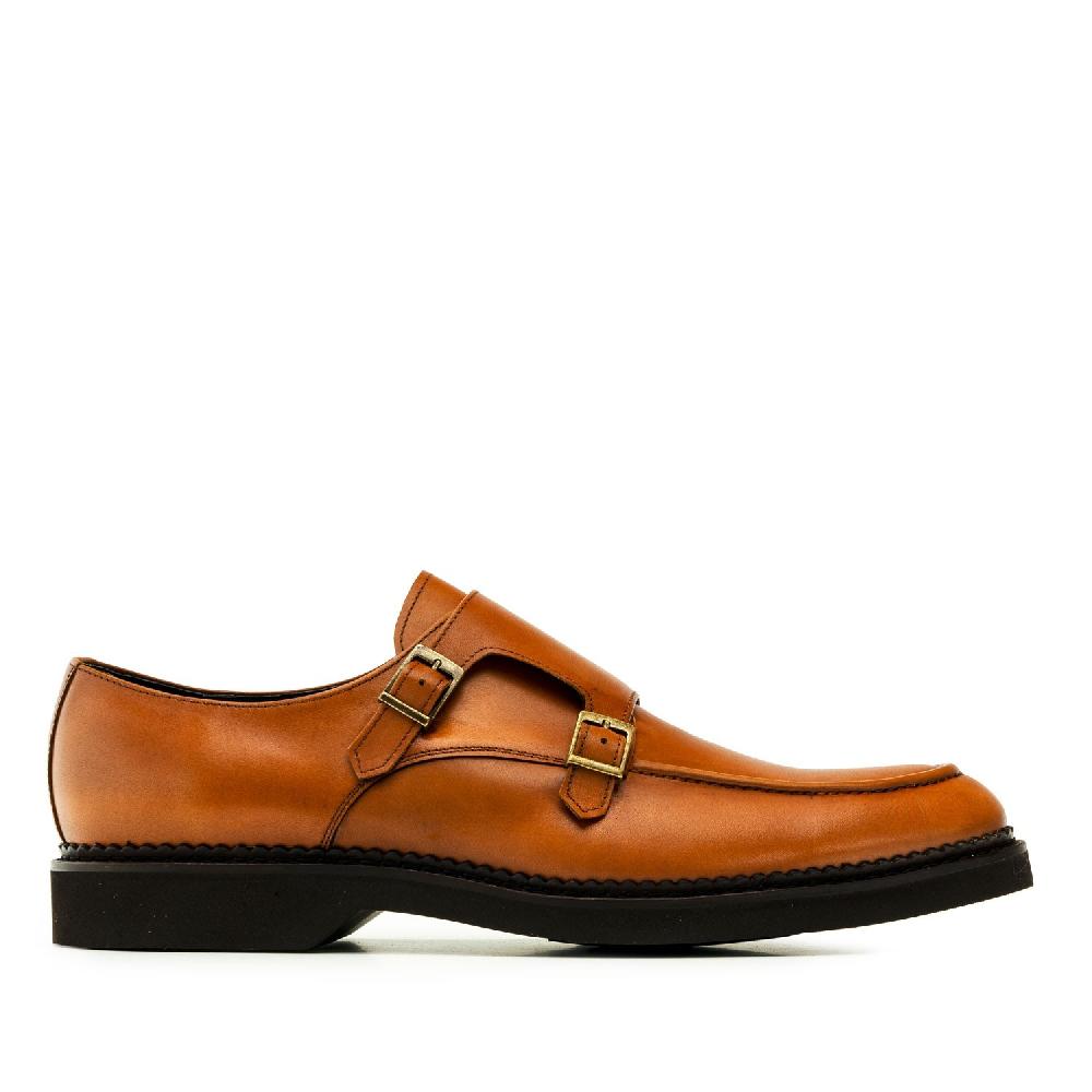 Andres Machado Zapato Monkstrap En Piel Color Cuero