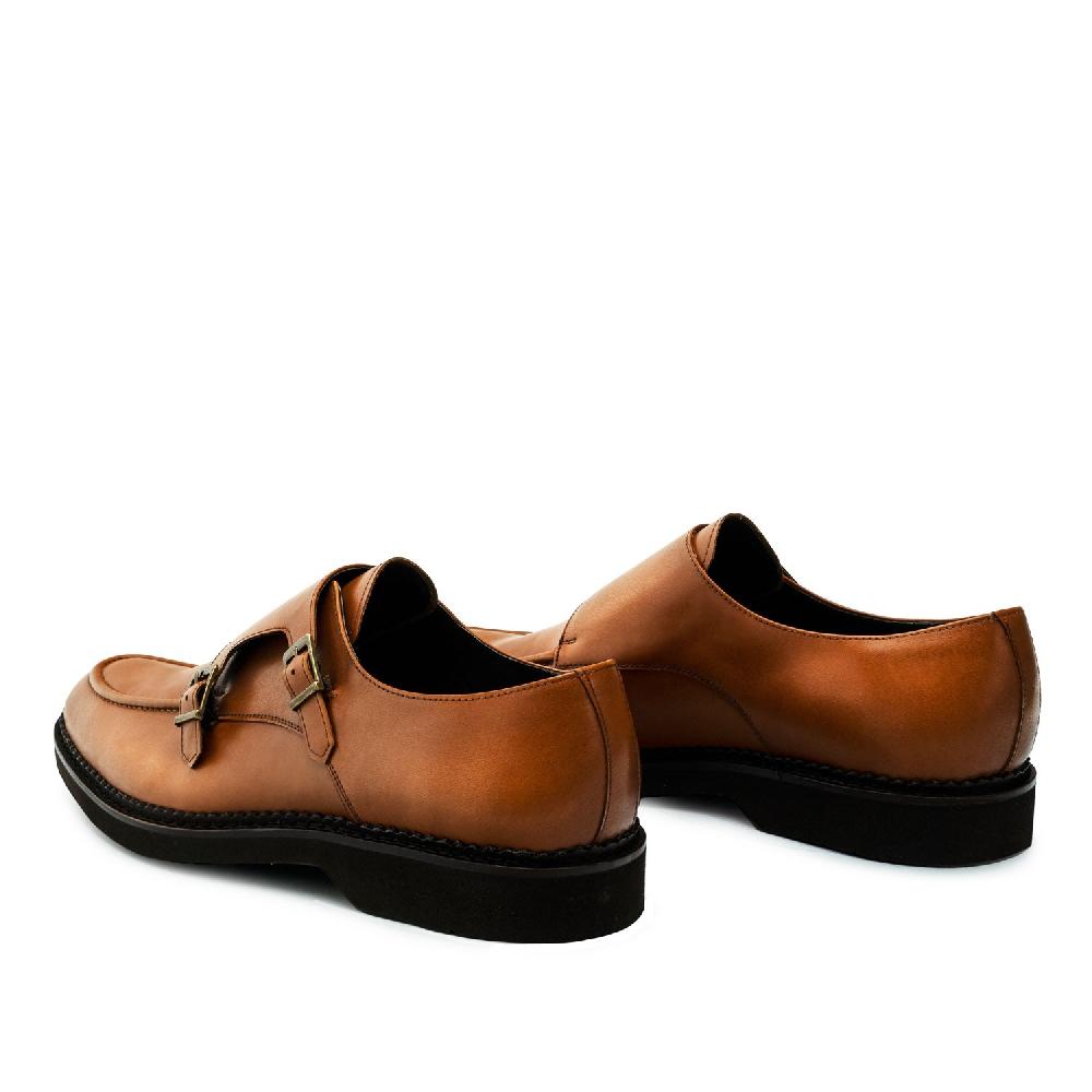 Andres Machado Zapato Monkstrap En Piel Color Cuero