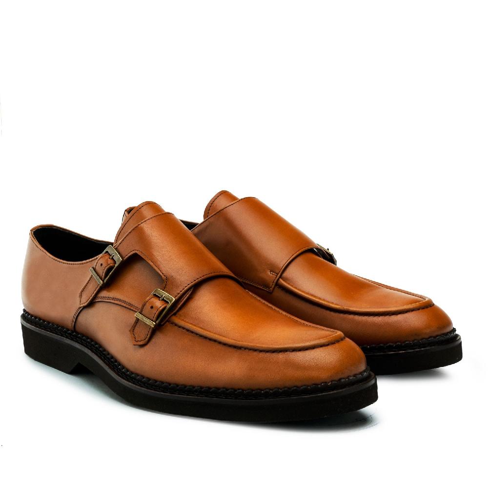 Andres machado Zapato Monkstrap en Piel Color cuero