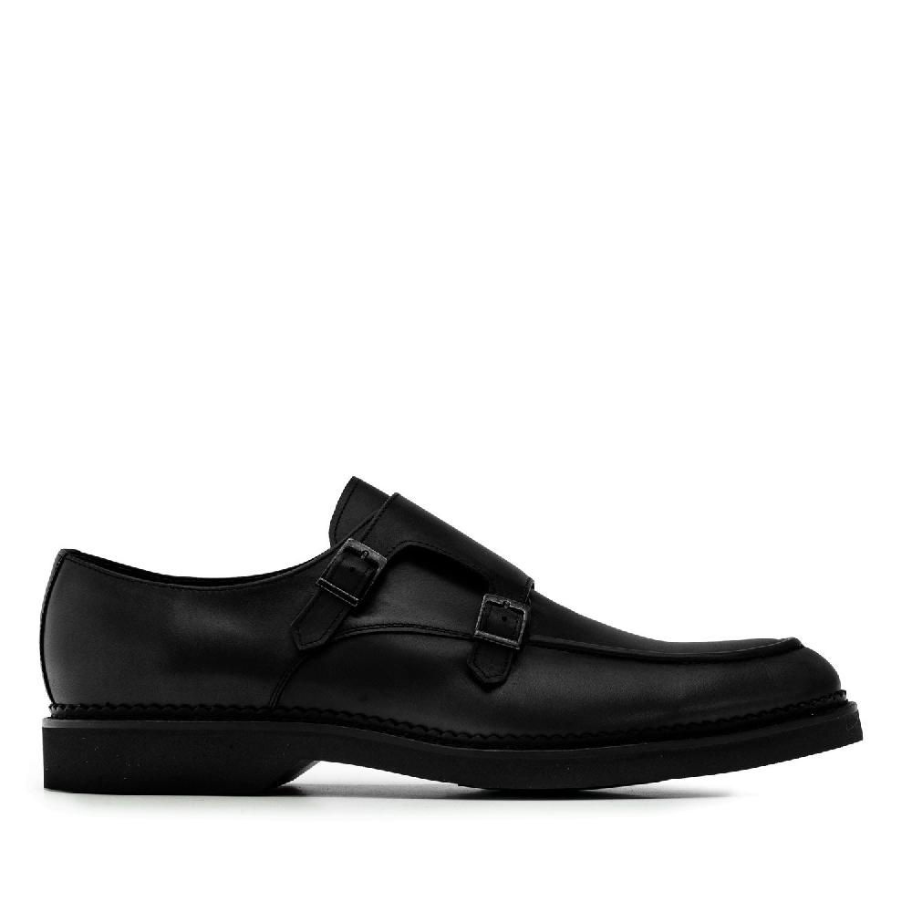 Andres Machado Zapato Monkstrap En Piel Color Negro
