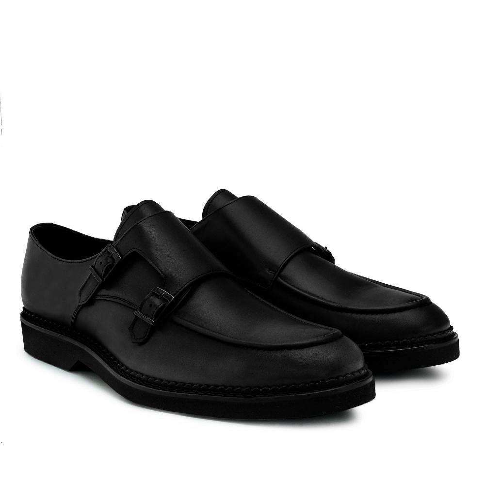 Andres machado Zapato Monkstrap en Piel Color Negro