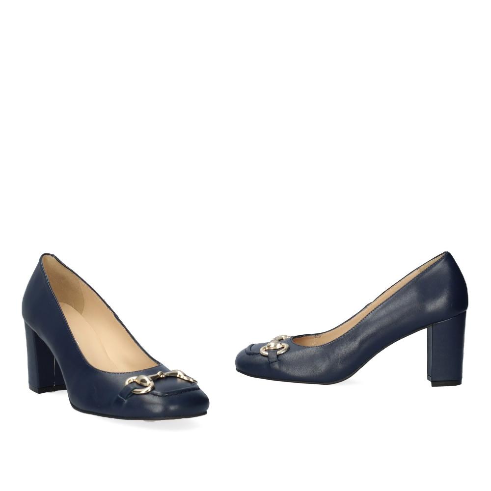 Andres Machado Zapato Tacón En Piel Marino De Estilo Vintage