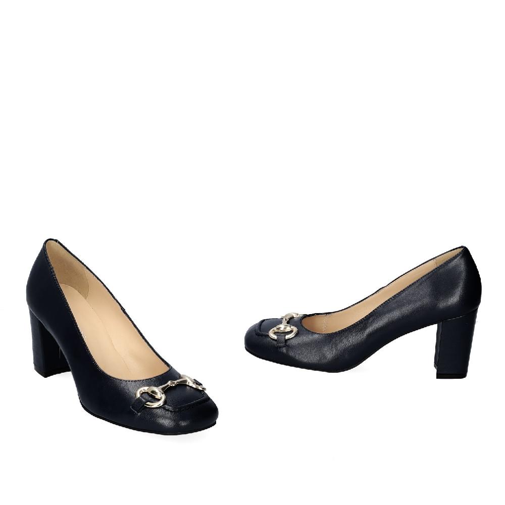 Andres Machado Zapato Tacón En Piel Negro De Estilo Vintage