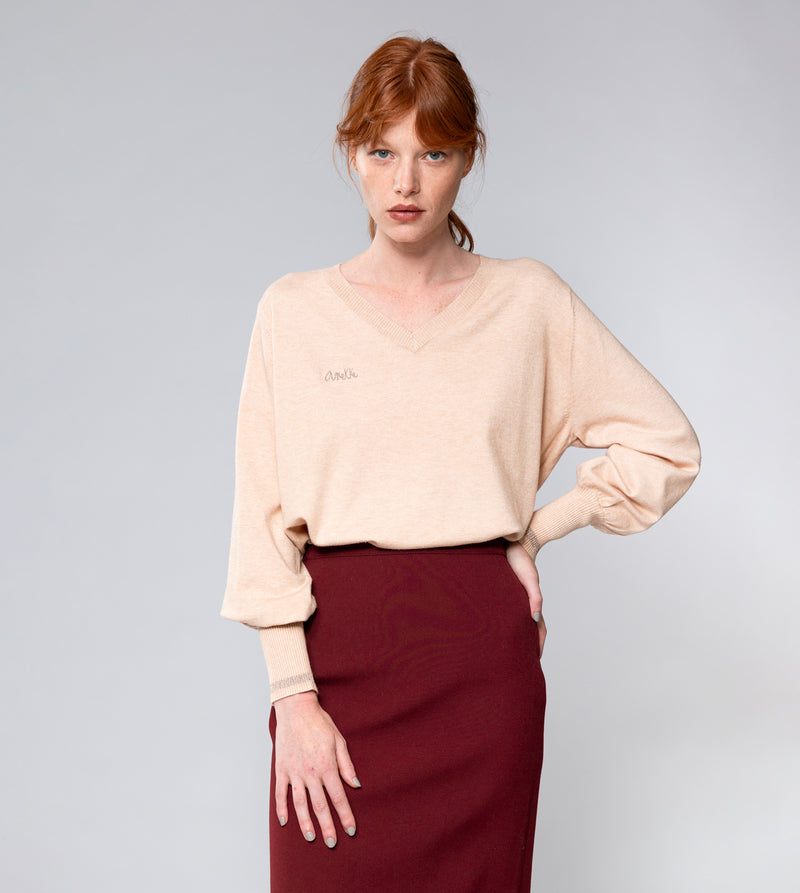 Anekke Beige Shōen V-Neck Sweater