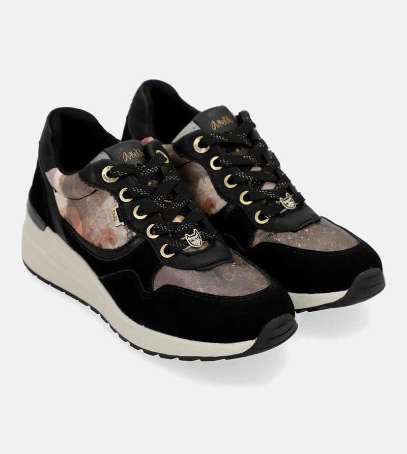 Anekke Black Padded Sports Sneakers With Wedge