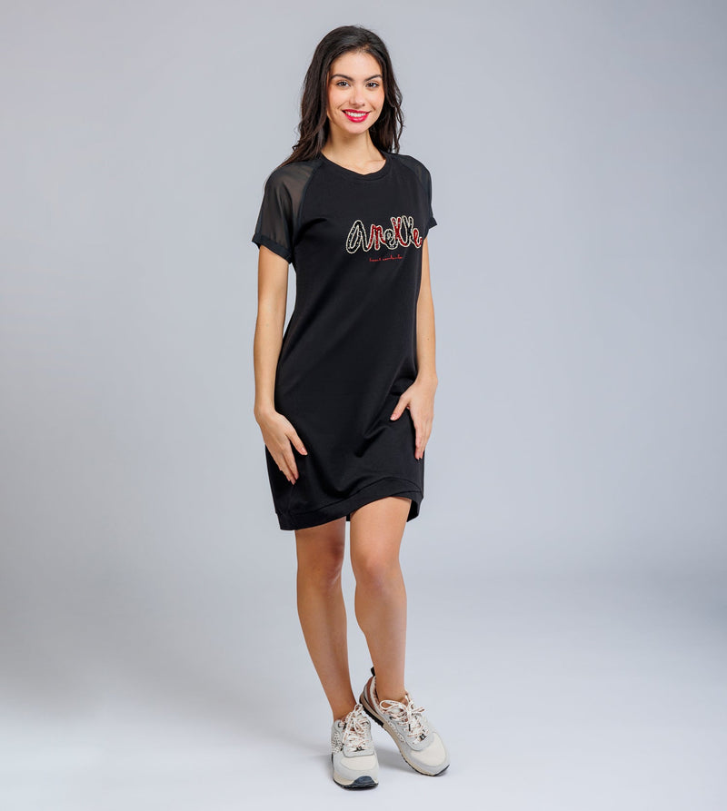 Anekke Black Short-sleeve Dress