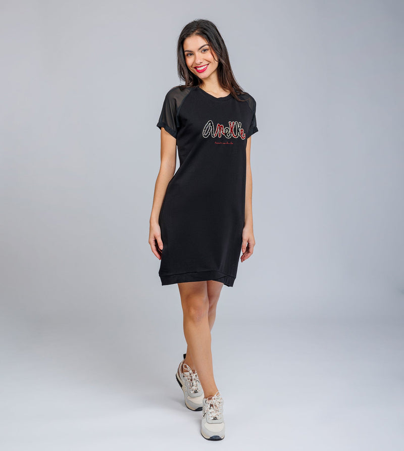 Anekke Black short-sleeve dress
