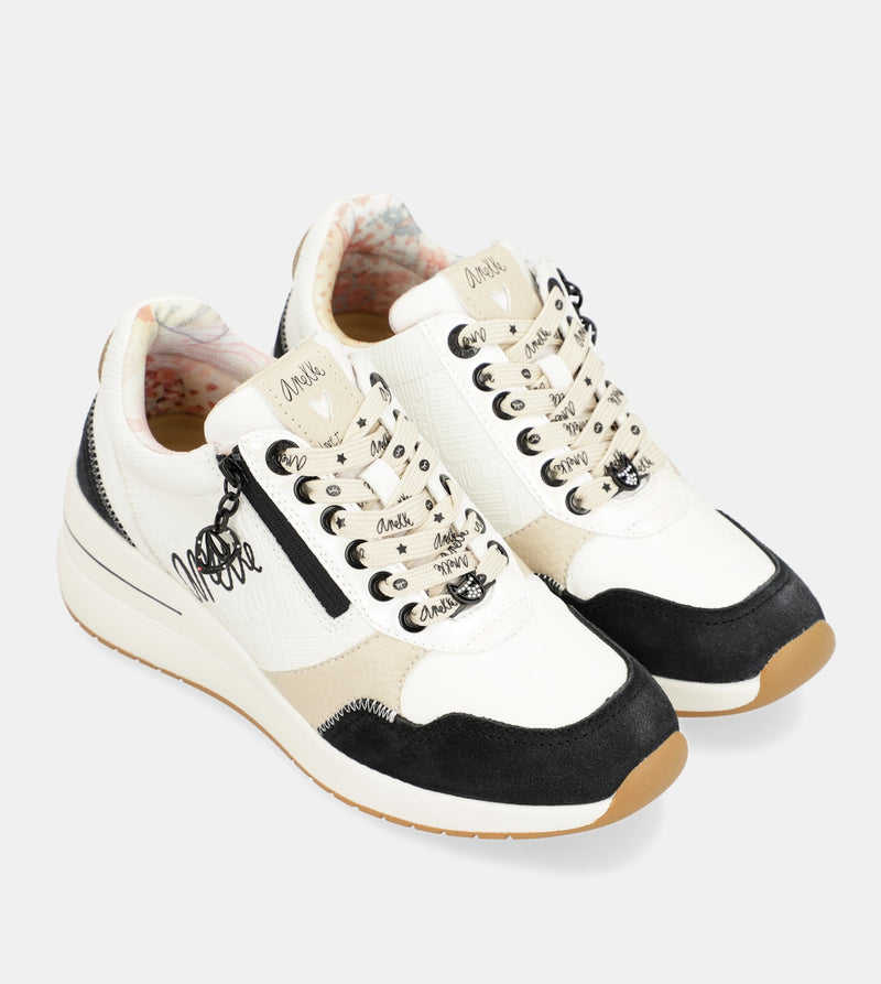 Anekke Black & White Wedge Sneakers