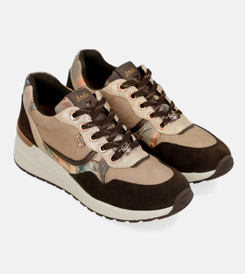 Anekke Brown Padded Sports Sneakers With Wedge