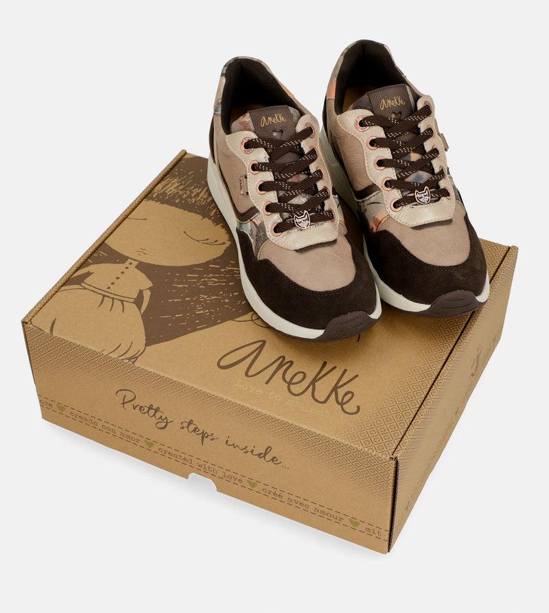 Anekke Brown Padded Sports Sneakers With Wedge