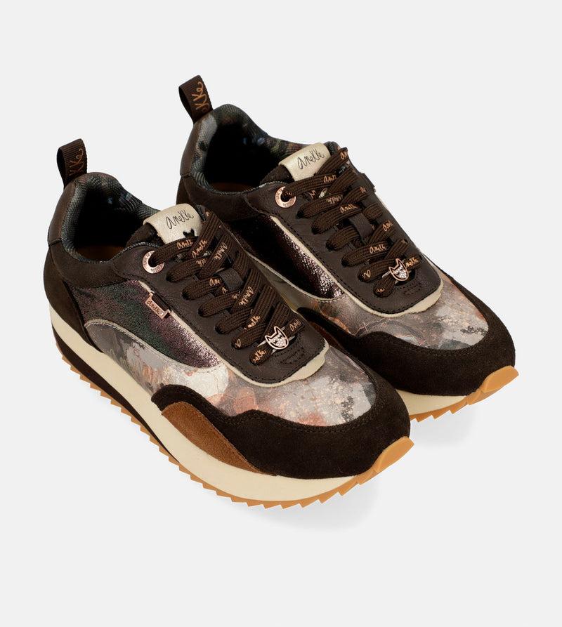 Anekke Brown Palette Patterned Sports Sneakers