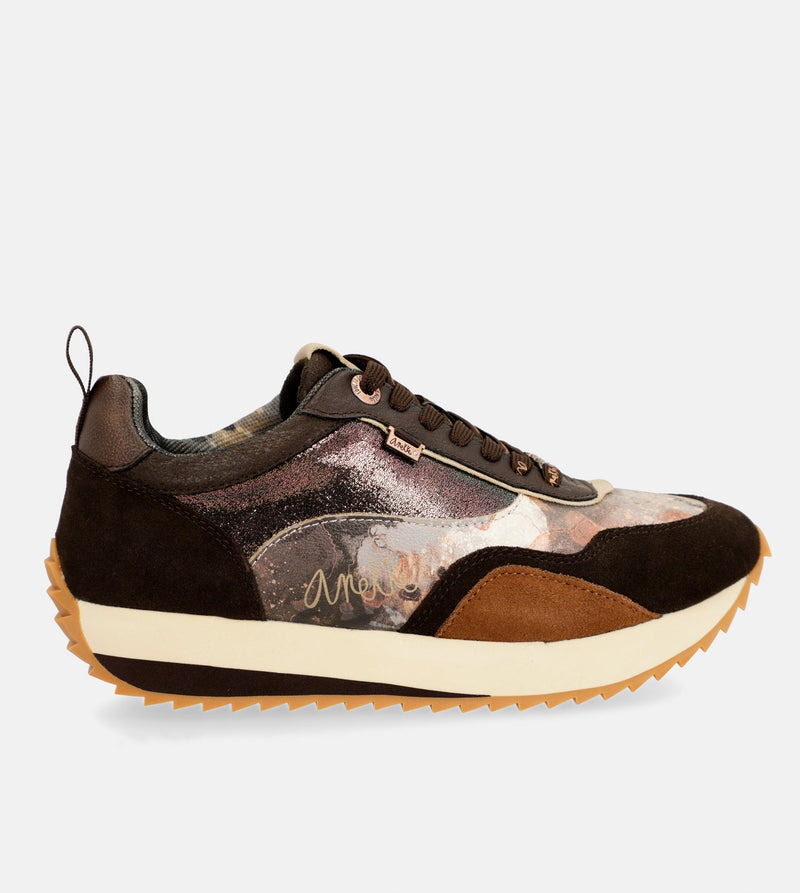 Anekke Brown Palette Patterned Sports Sneakers