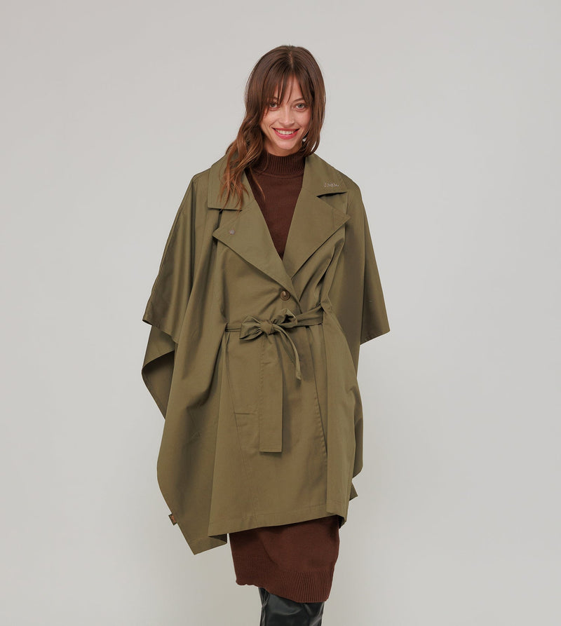 Anekke Green Cape-style Trench Coat