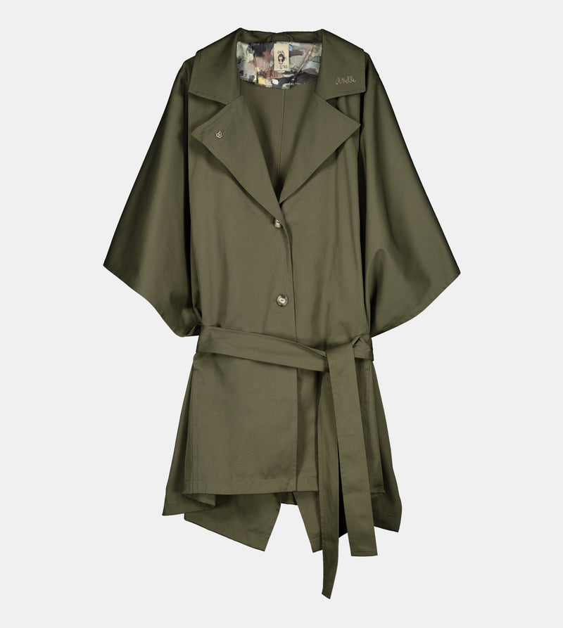 Anekke Green Cape-style Trench Coat