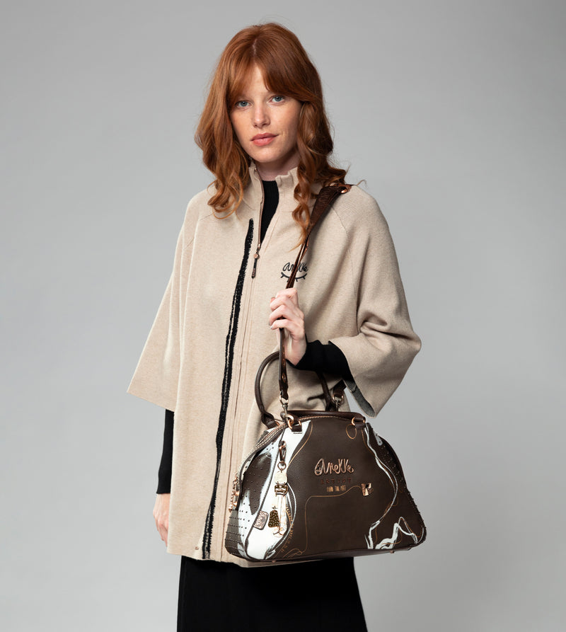 Anekke Nature Shodō brown 2-handle shoulder bag