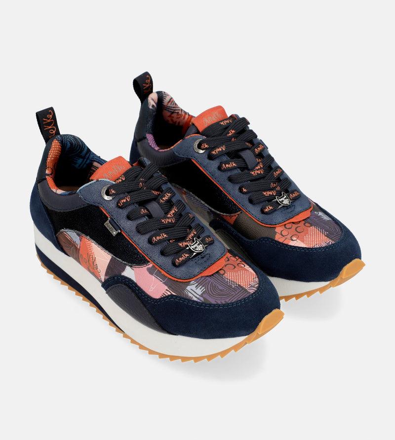 Anekke Navy Blue Palette Patterned Sports Sneakers
