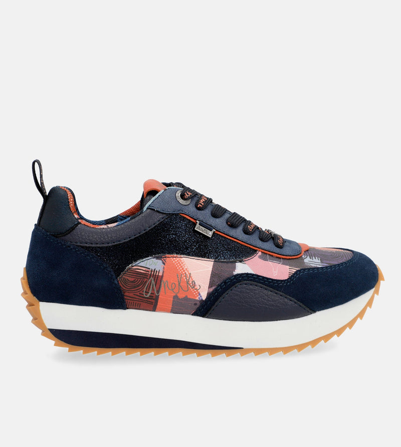 Anekke Navy Blue Palette Patterned Sports Sneakers