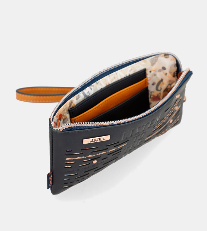 Anekke Navy Blue RFID Wallet Nature Pachamama