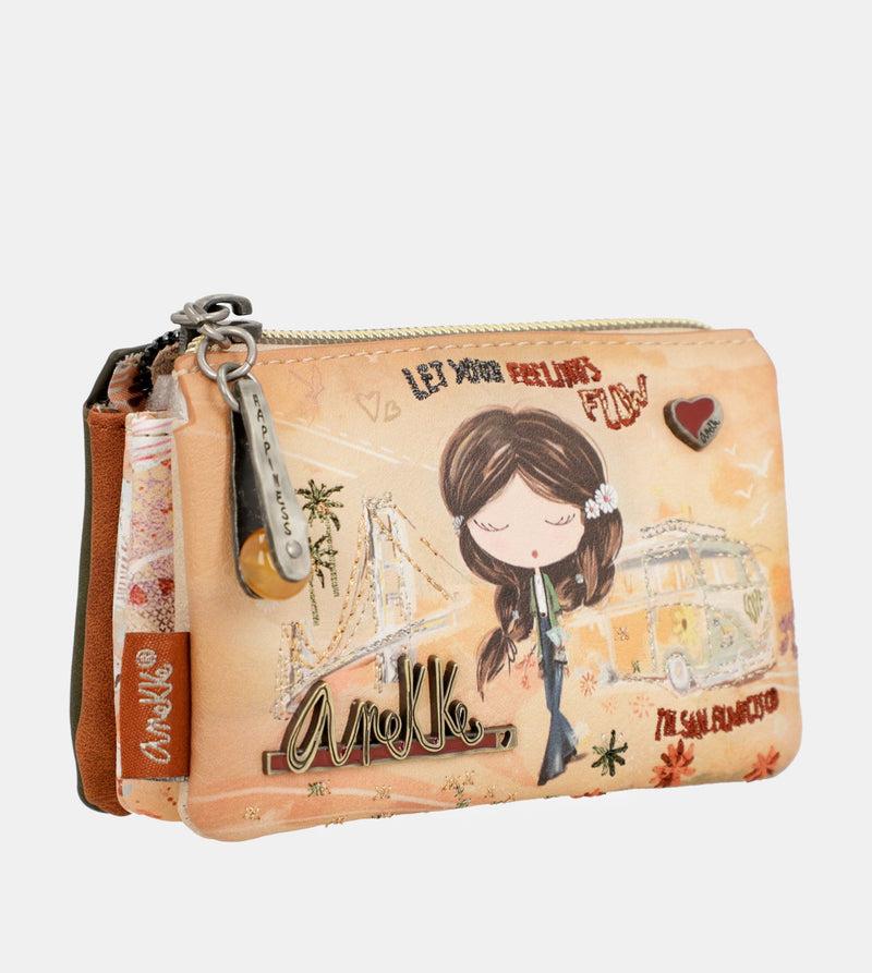 Anekke Peace & Love Camel 3-compartment Coin Purse