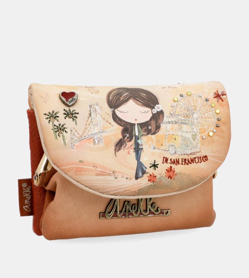 Anekke Peace & Love camel coin purse with flap