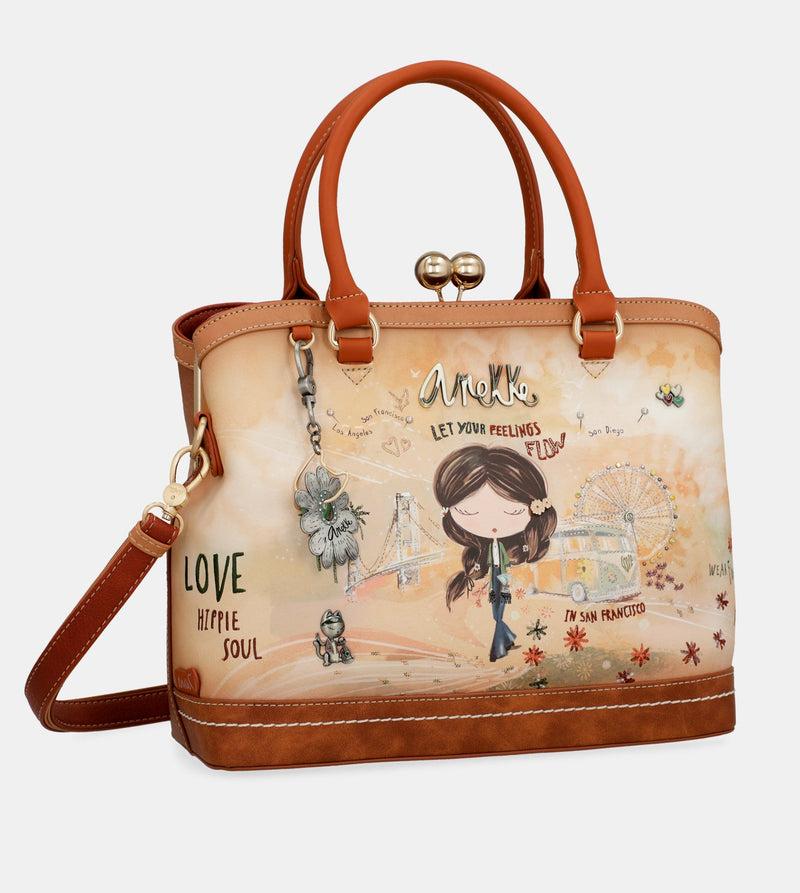 Anekke Peace & Love camel kiss clasp bag