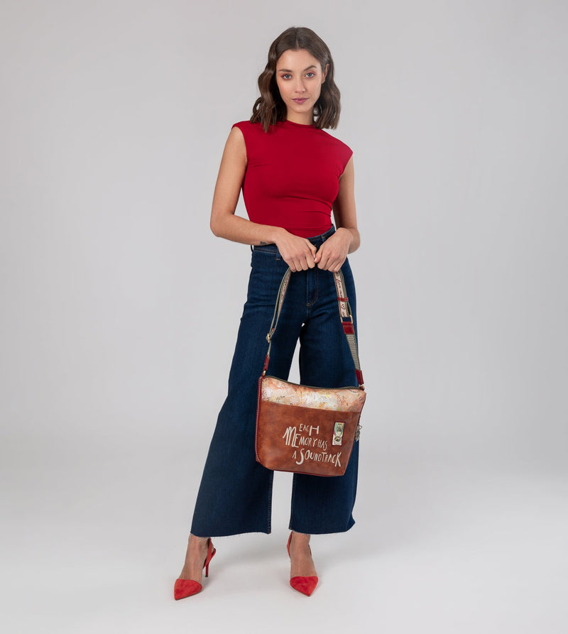 Anekke Peace & Love Camel Large Crossbody Bag