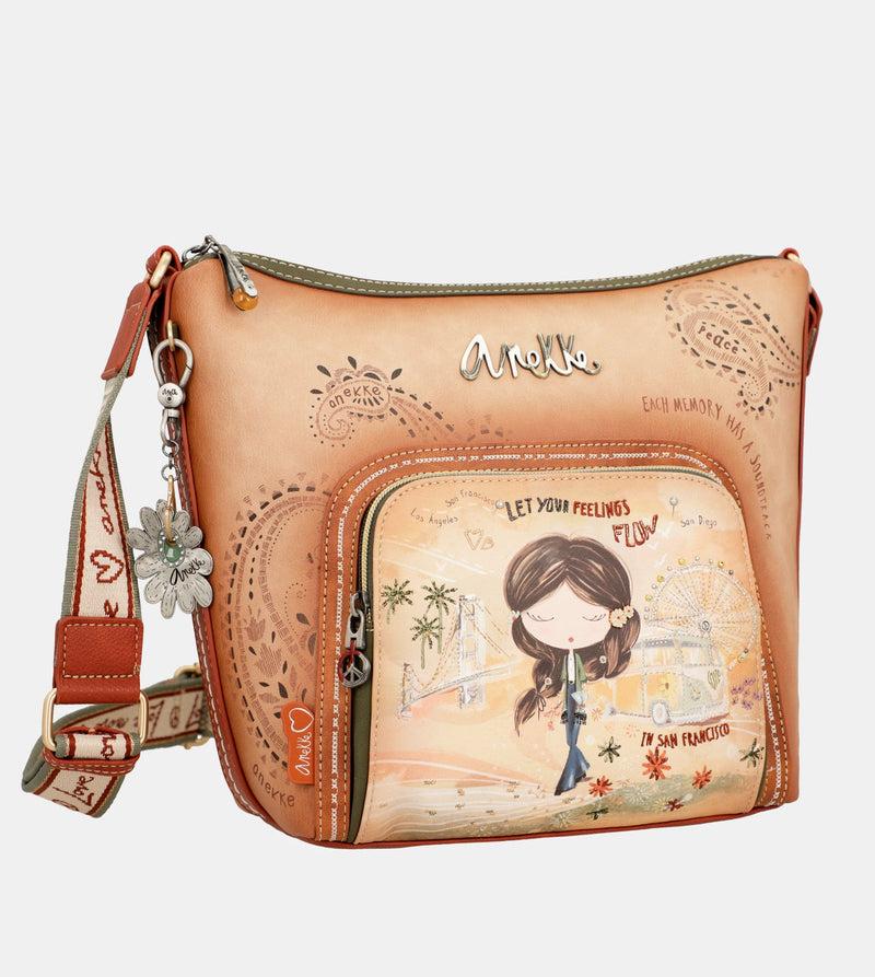 Anekke Peace & Love camel large crossbody bag