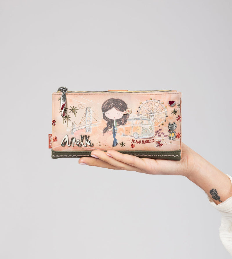 Anekke Peace & Love Camel Large RFID Wallet