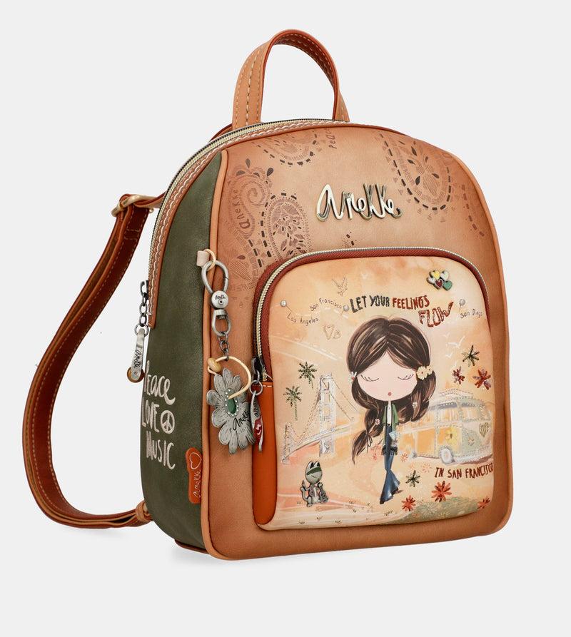 Anekke Peace & Love camel medium backpack