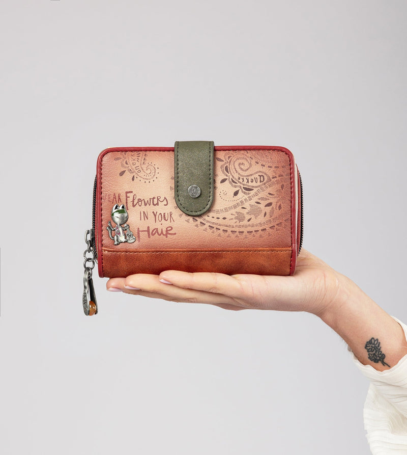 Anekke Peace & Love Camel Medium RFID Wallet