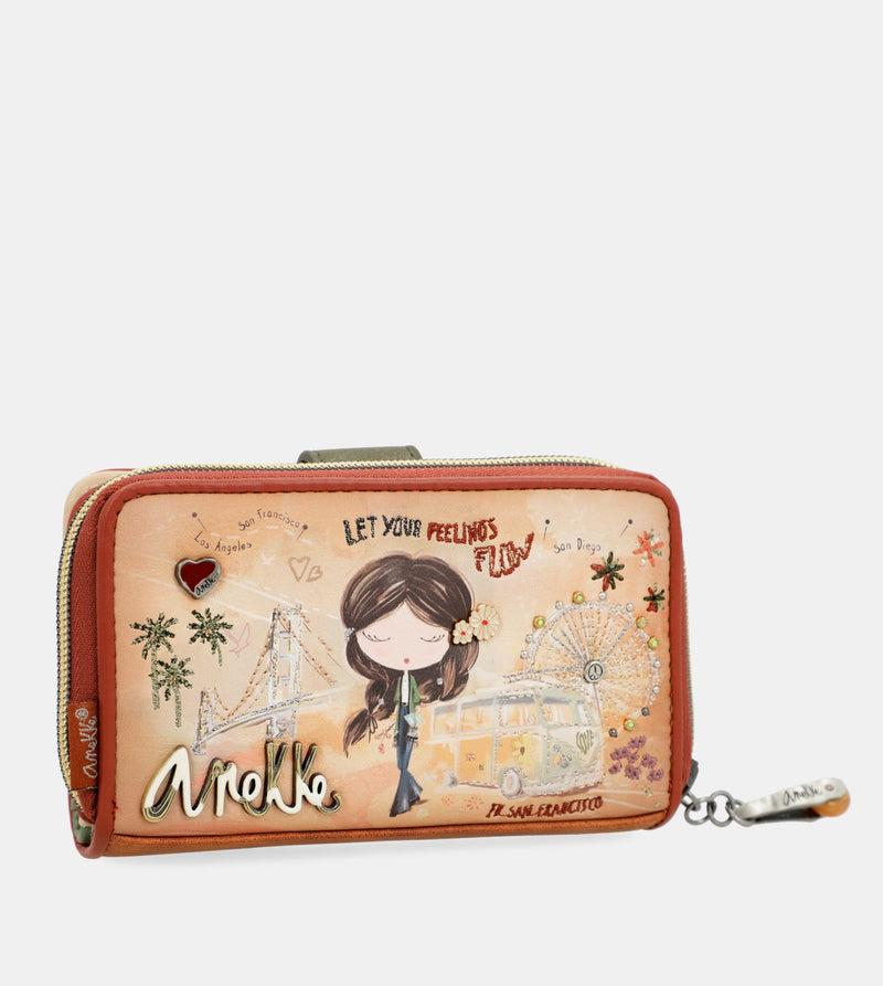 Anekke Peace & Love camel medium RFID wallet