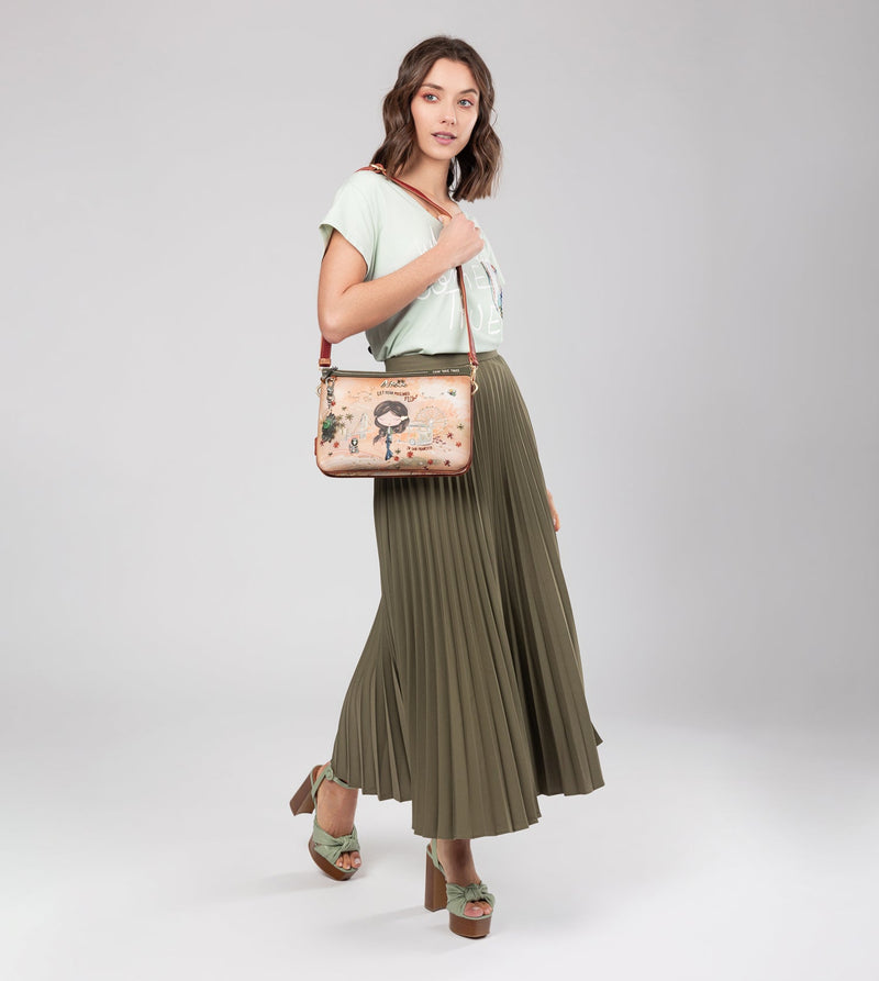 Anekke Peace & Love Camel Print Crossbody Bag