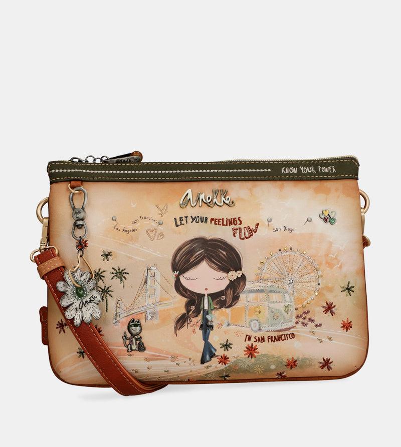 Anekke Peace & Love Camel Print Crossbody Bag