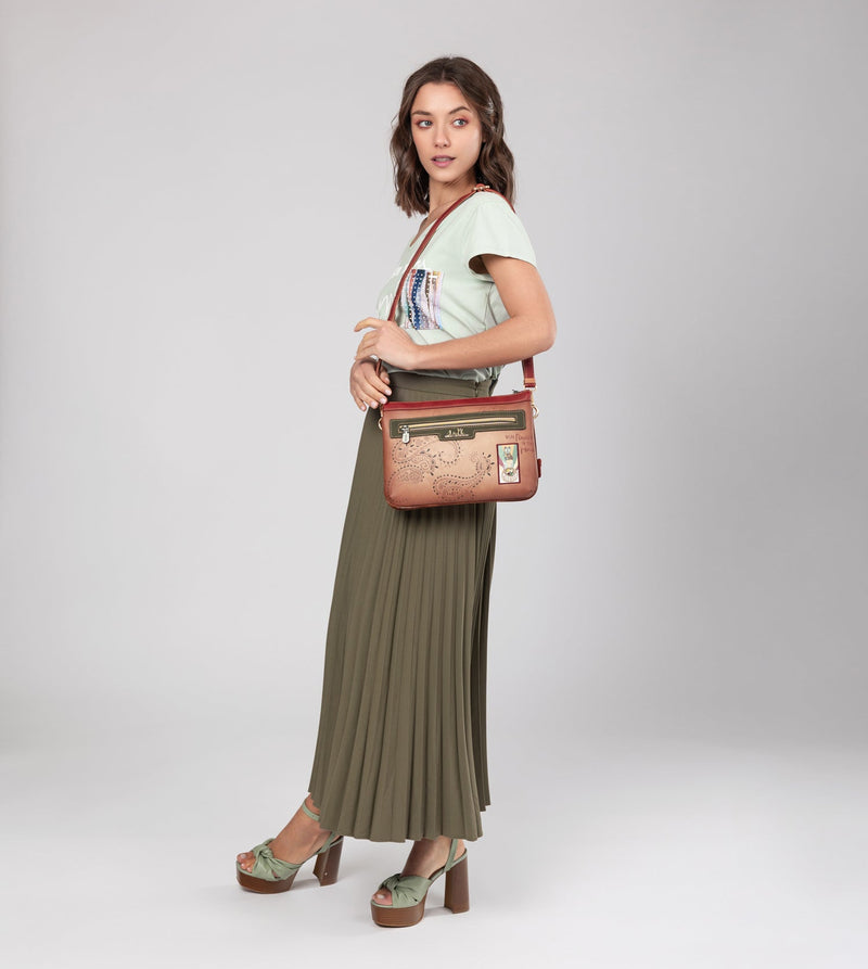 Anekke Peace & Love Camel Print Crossbody Bag