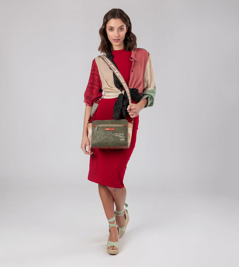 Anekke Peace & Love Camel Rectangular Crossbody Bag