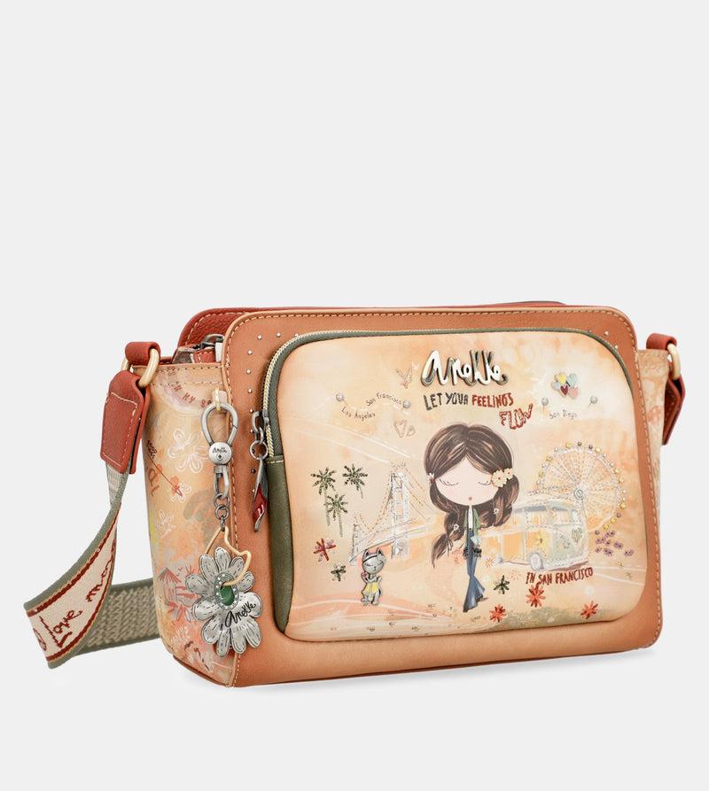 Anekke Peace & Love camel rectangular crossbody bag
