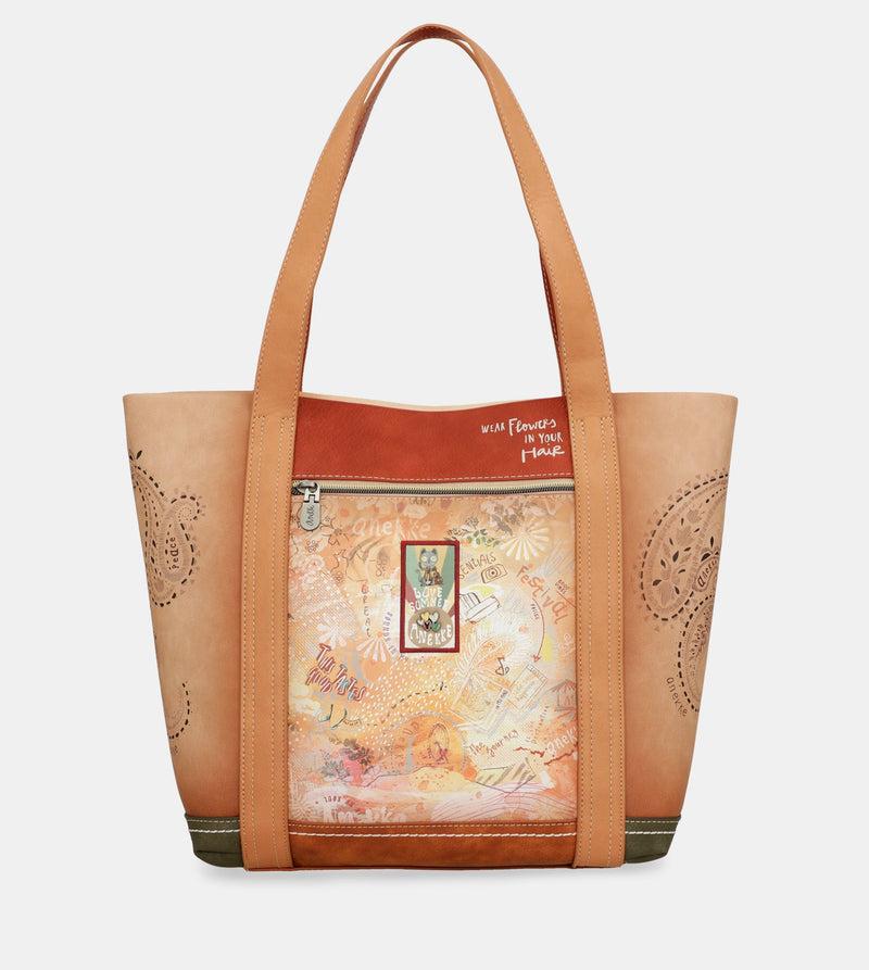 Anekke Peace & Love Camel Shopping Bag